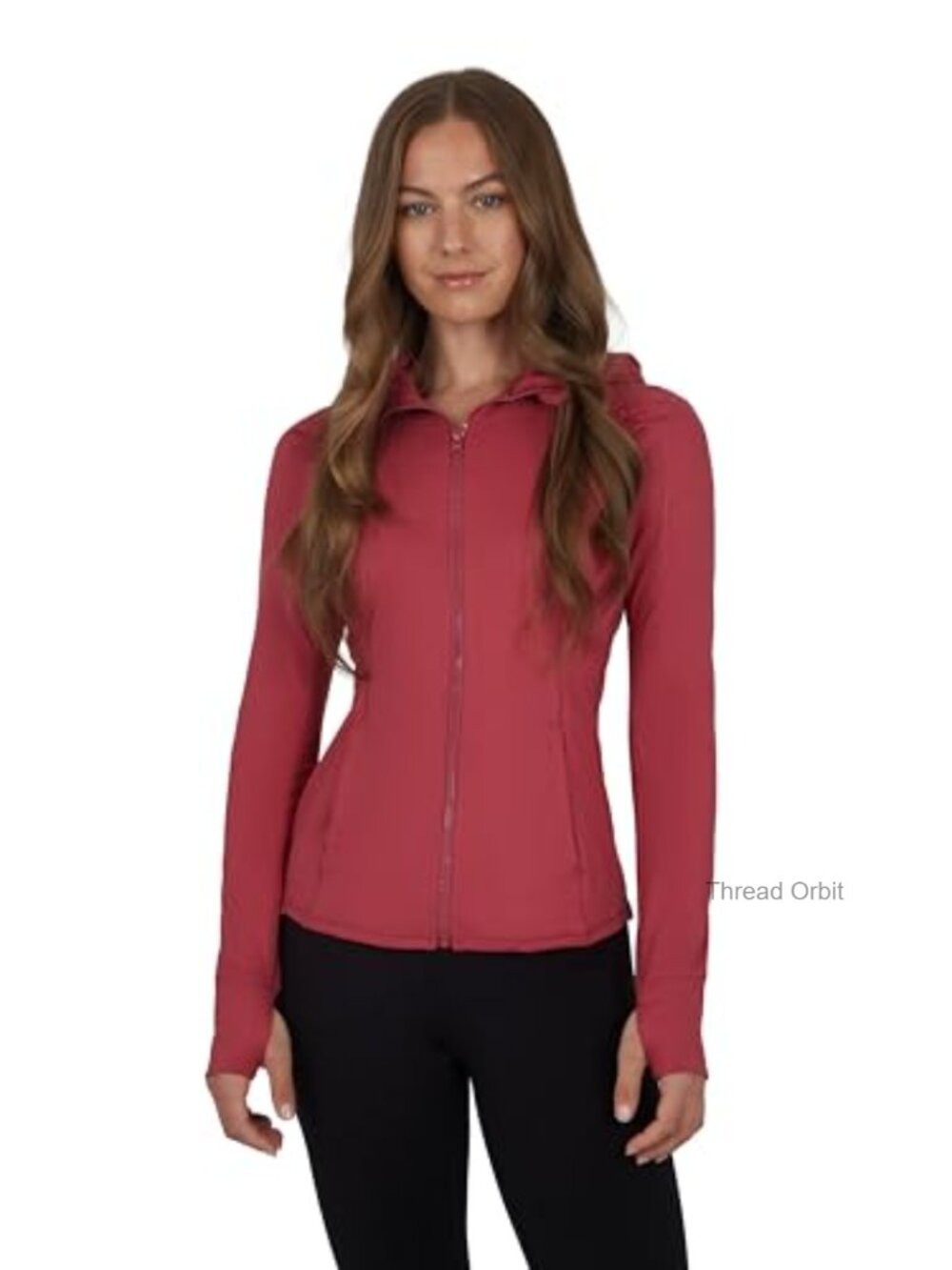 Yogalicious Full-Zip Lightweight Hooded Running Workout Yoga Jacket with Pockets